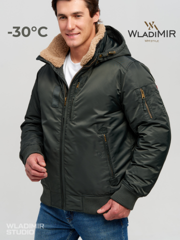 Пуховик авиатор мужской WladiMir 596  хаки короткий