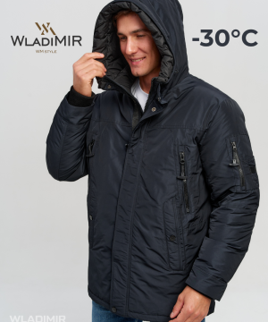 Пуховик мужской WladiMir 5157 тёмно-синий прямой