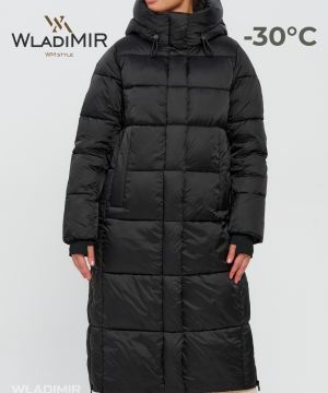 Пуховик женский Wladimir HM18 длинный чёрный