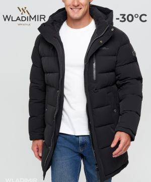 Зимняя куртка  WladiMir 5551 чёрная длинная