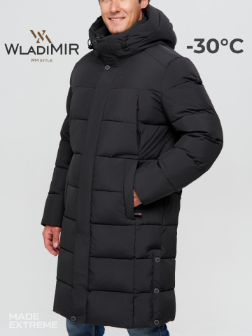 Зимняя мужская куртка WladiMir 3305 длинная чёрная