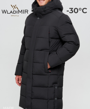 Зимняя мужская куртка WladiMir 3305 длинная чёрная