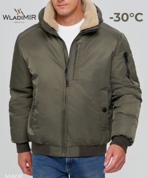 Зимняя куртка -авиатор WladiMir 3375 хаки короткая