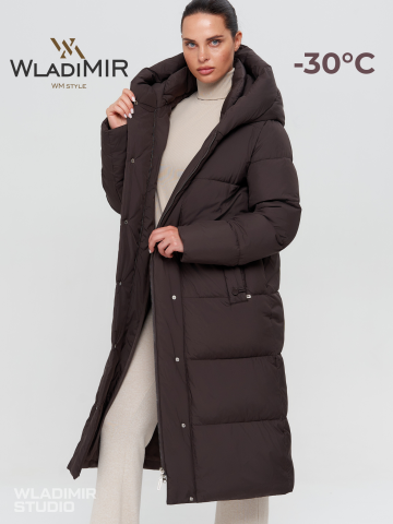 Зимняя женская куртка Wladimir 2530 длинная коричневая 