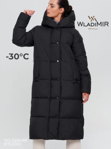 Зимняя  женская куртка Wladimir 2530 чёрная длинная
