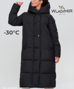 Зимняя  женская куртка Wladimir 2530 чёрная длинная