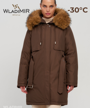 Зимняя женская куртка Wladimir 2506 коричневая 