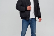 Зимняя мужская куртка авиатор WladiMir 3375 чёрная короткая