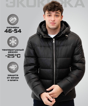 Зимняя мужская куртка Jeans Town 573 черная короткая